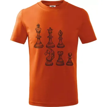 Chlapecké tričko Šachové figurky kreslené - Tričko dětské bavlněné - 158 cm/12 let ( Oranžová )