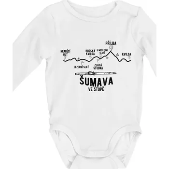 Šumava ve stopě - Body kojenecké s dlouhým rukávem - Dlouhý r. do 3 měs ( Bílá )