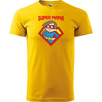 Pánské tričko Sablio Tričko s potiskem pro maminku SUPER MÁMA - žluté 5XL