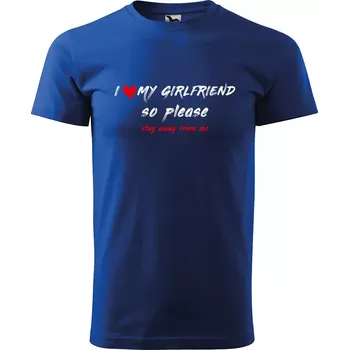 Sablio Tričko s potiskem I love my girlfriend - modré 5XL
