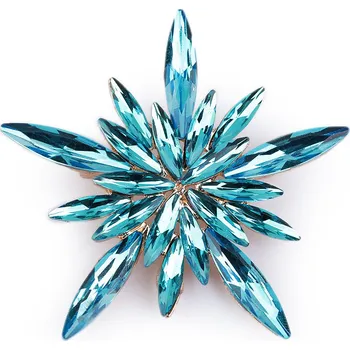 Náramek Brož s broušenými kamínky vločka, malé, 3 modrá azurová