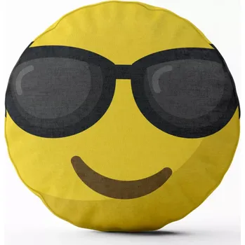 Polštář Sablio 3D polštář ve tvaru Smajlík brýle