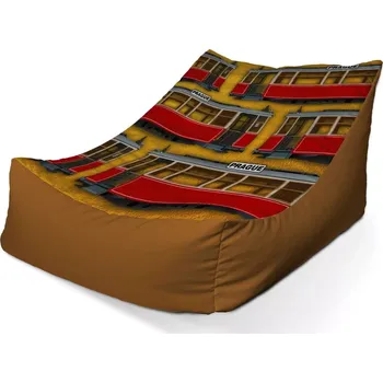 Sedací pytel Sablio Sedací vak Lounge Pražské historické tramvaje Žlutý Pattern - 80 x 95 x 50 cm
