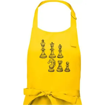 Kuchyňská zástěra Šachové figurky kreslené - Pánská zástěra na vaření - Univerzální velikost ( Žlutá )