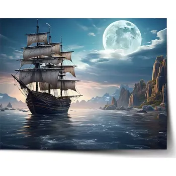 Plakát Sablio Plakát Plachetnice mezi skalami - 60x40 cm