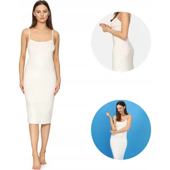 Dámské šaty Spodnička pod šaty dlouhá noční košile noční šaty MS10-402 Ecru M