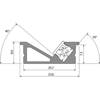 Stavební profil McLED ML-761.361.74.1 Vestavný hliníkový profil VE černý 24x10mm, včetně mléčného difuzoru, 1m