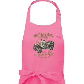 Kuchyňská zástěra American Army Jeep - Dámská zástěra na vaření - Univerzální velikost ( Růžová )