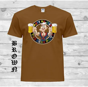 levne-bavlnene-tricko-potisk-Pepek-namornik-pivo Barva: Brown - hnědá, velikost: S