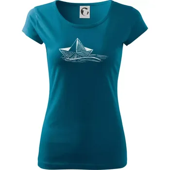 Letní romance - papírová loďka - Dámské triko Pure - 2XL ( Petrolejová )