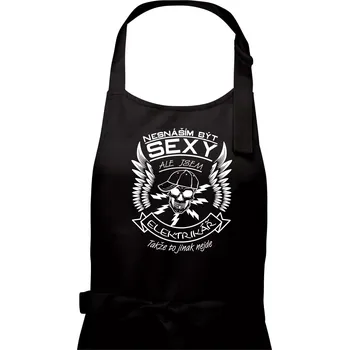 Kuchyňská zástěra Nesnáším být sexy - elektrikář - Pánská zástěra na vaření - Univerzální velikost ( Černá )