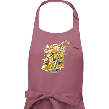 Kuchyňská zástěra Saxofon malovaný - Dámská zástěra na vaření - Univerzální velikost ( Starorůžová )