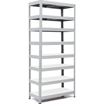 regál Policový regál Trestles RH 2200x1000x500, nosnost 2000 kg, 8 polic bílých Barva: šedá