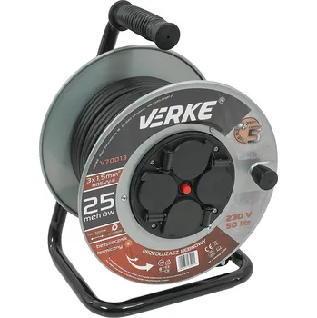 Napájecí kabel Prodlužovací Kabel na bubnu, zahradní Verke 25 m, 4 ks, černý