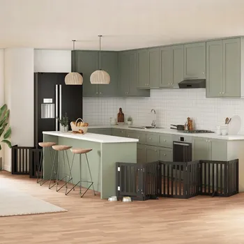 klec pro psa VidaXL Zábrana pro psy s dvířky skládací 15 panelů černá 750 cm topol