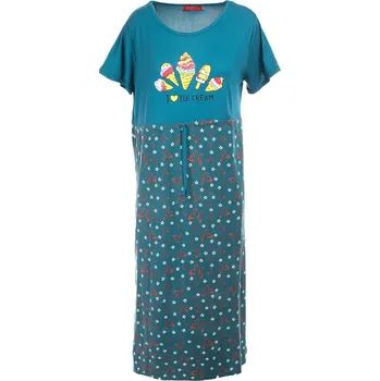 Dámské noční prádlo Noční košile I LOVE is cream - modrozelená Velikost: L