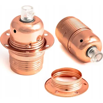 Objímka na žárovku Kovová objímka E27 měděné barvy s kroužkem Kolorowe Kable