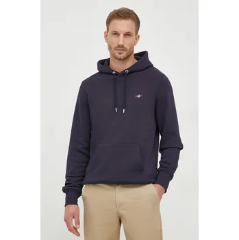 Pánská mikina Mikina Gant pánská, tmavomodrá barva, s kapucí, hladká 2007058 59X, vel. XL