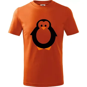 Tučňák obrys - Tričko dětské bavlněné - 104-110cm / 3-4 roky ( Oranžová )