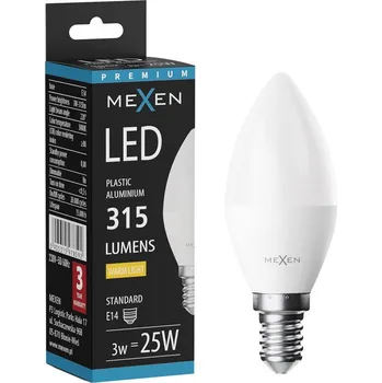 Žárovka Mexen Nova LED žárovka E14, C37, 3W, Teplá - 3000K, 315 lm - L102-E14-0330-01 Żarówki LED