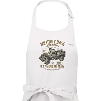 Kuchyňská zástěra American Army Jeep - Pánská zástěra na vaření - Univerzální velikost ( Bílá )