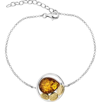 Náramek Stříbrný náramek s jantarem - AP543-4388