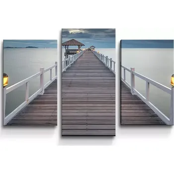 Obraz Sablio Obraz - 3-dílný Dřevěné molo - 75x50 cm