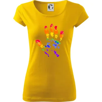 Dámské tričko LGBT hand print - Dámské triko Pure - XL ( Žlutá )