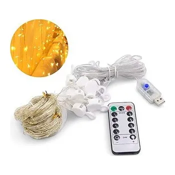 Vánoční dekorace Senzanakupy Vnitřní USB mikro závěs 3 × 2 m 200 LED - 8 programů, časovač, háčky - teplá bílá