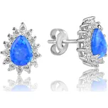 Meucci Stříbrné náušnice OPÁLOVÉ KAPKY se zirkony MODRÉ