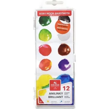 Vodová barva Koh-i-noor Barvy vodové brilliant KOH-I-NOOR Anilinky 22 mm - sada 12 ks 597398