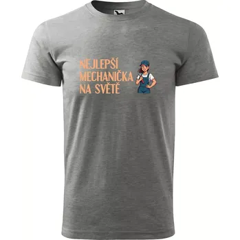 Sablio Tričko s potiskem Nejlepší mechanička na světě - šedé 5XL
