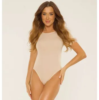 Body Dámské body De Lafense Chloe s krátkým rukávem černé, Béžová XL i384_20686790