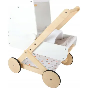 Kočárek pro panenku Dřevěný kočárek pro panenky s lůžkovinami Small Foot 3+
