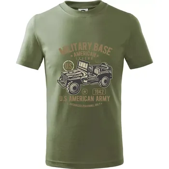 Chlapecké oblečení American Army Jeep - Tričko dětské bavlněné - 134 cm/8 let ( Khaki )