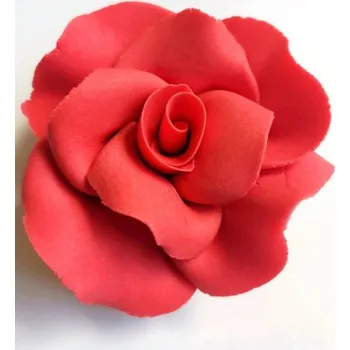 Jedlá dekorace na dort Dortisimo Cukrová růže velká červená (9 ks)