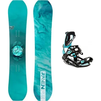Snowboarding Raven PRO Marble Carbon Mint dámský snowboard + Raven Fastec FT360 black/mint vázání 153 cm + M (EU 39-42) + DÁREK + Doprava ZDARMA
