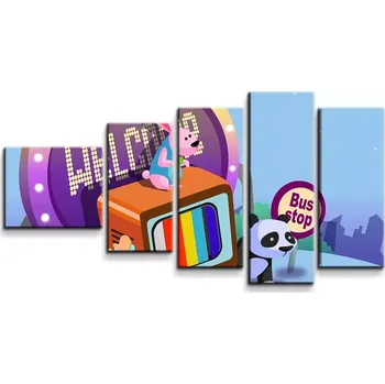 Obraz Sablio Obraz - 5-dílný Bus stop - 100x60 cm