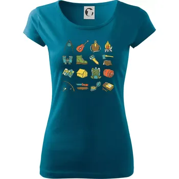 Dámské tričko Camping set - Dámské triko Pure - M ( Petrolejová )