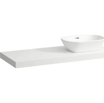Deska pod umyvadlo Laufen Lani Umyvadlová deska 120 cm, s výřezem vpravo, vč. 2 nástěnných držáků, bílá mat H4046731122601