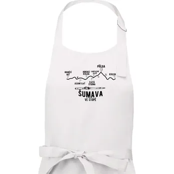 Kuchyňská zástěra Šumava ve stopě - Dámská zástěra na vaření - Univerzální velikost ( Bílá )