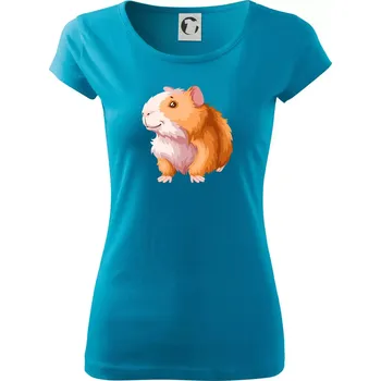 Dámské tričko Morče - kreslené, bílo oranžové - Dámské triko Pure - XS ( Světlý tyrkys )