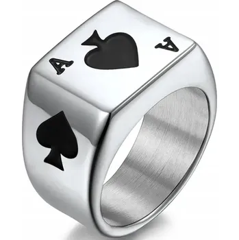 Prsten Stříbrný Pánský Prsten Eso Pik Pokerové Karty Ocel Ocel