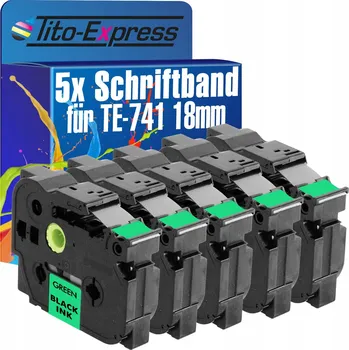 Pásek do tiskárny 5x Páska do BROTHER TZ-741 18mm 8m TZe741 zelená