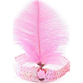 Karnevalová maska Stoklasa Karnevalová čelenka flitrová s peřím retro