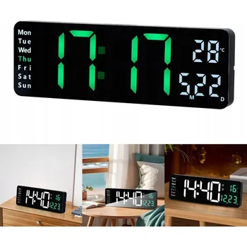 Hodiny PROFESJONALNY ZEGAR CYFROWY LED ELEKTRONICKÉ NÁSTĚNNÉ HODINY S BUDÍKEM, STOLNÍ