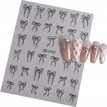 samolepka Samolepky na nehty Černé Stužky Mašličky S181