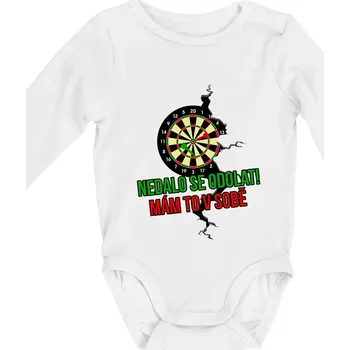 Kojenecký body Nedalo se odolat, mám to v sobě šipky - Body kojenecké s dlouhým rukávem - Dlouhý r. do 3 měs ( Bílá )