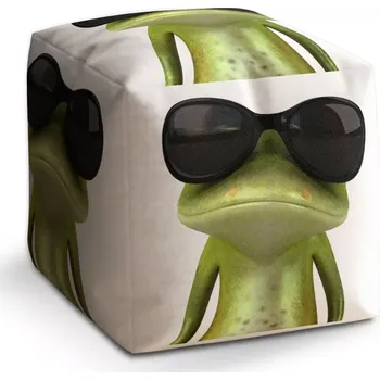 Taburet Sablio Taburet Cube Žába v brýlích: 40x40x40 cm