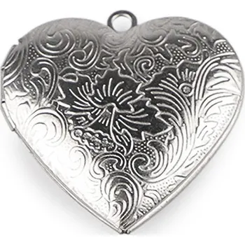 Přívěsek Madailonek rozevírací srdce zdobené Ø29 mm z nerezové oceli, barva 1 platina oboustranný